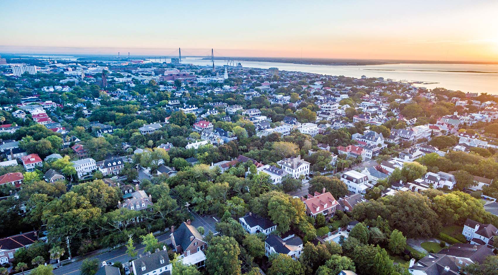 Aerial view of Charleston, SC 