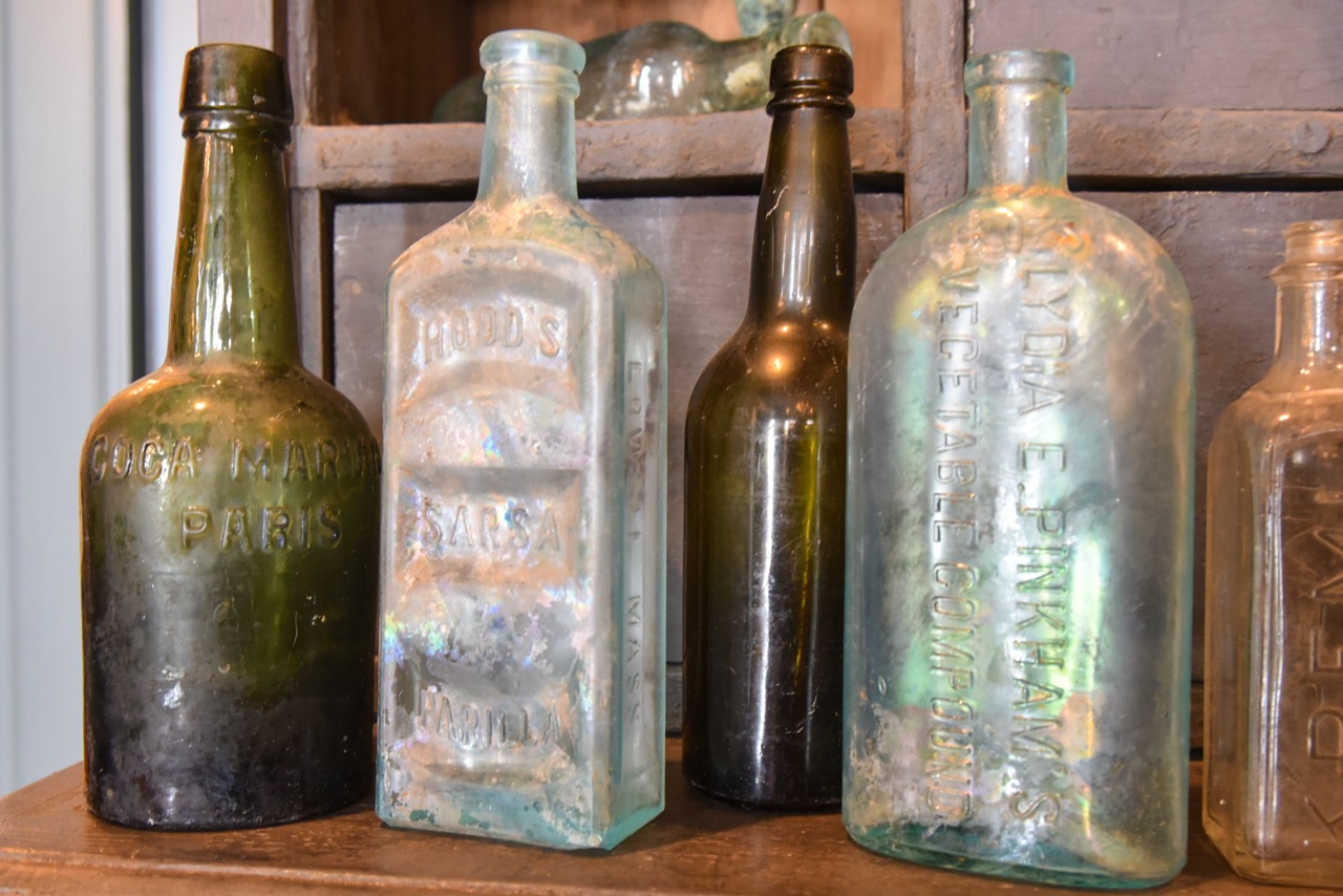 Antique glass bottles 