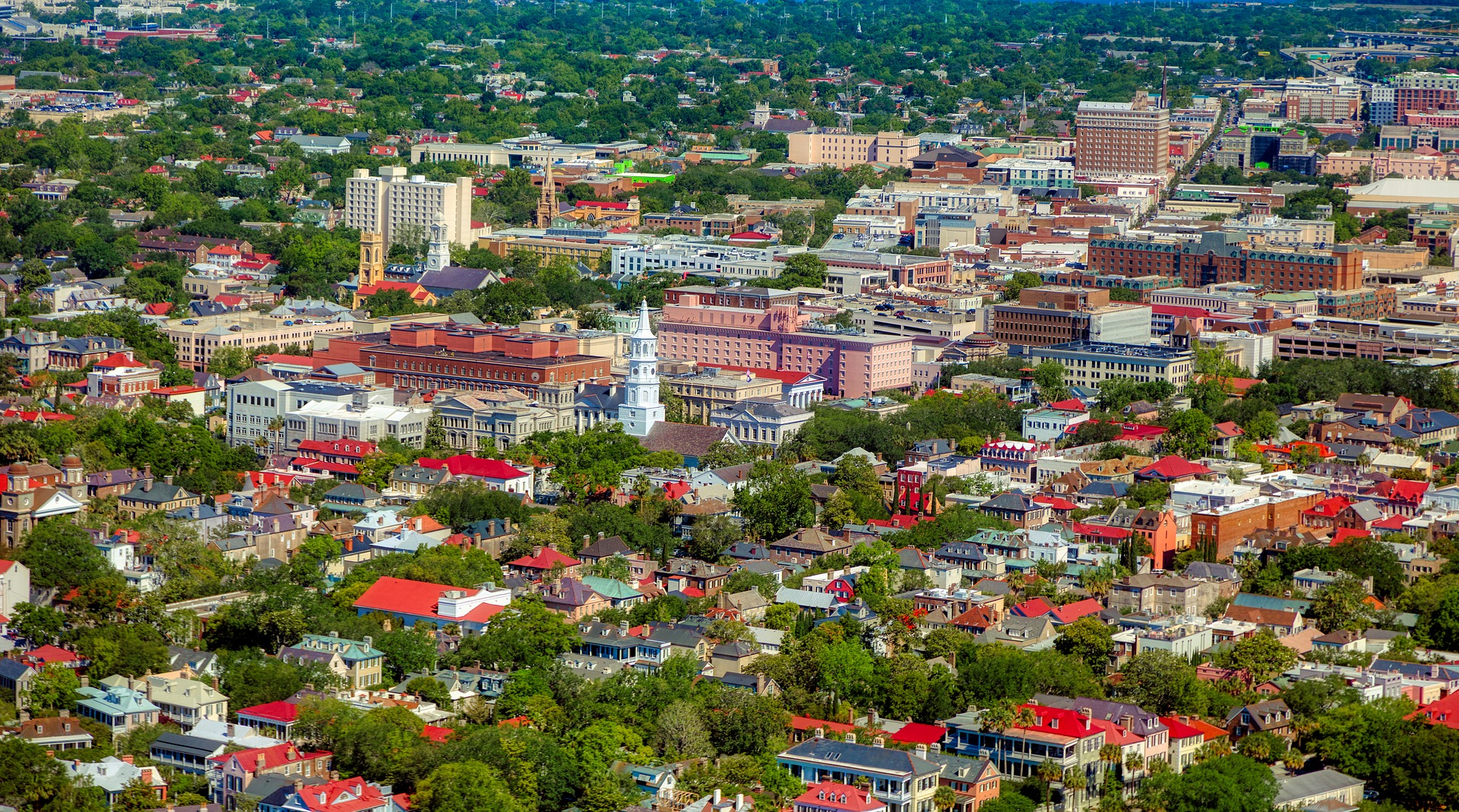 Aerial view of Charleston, SC 