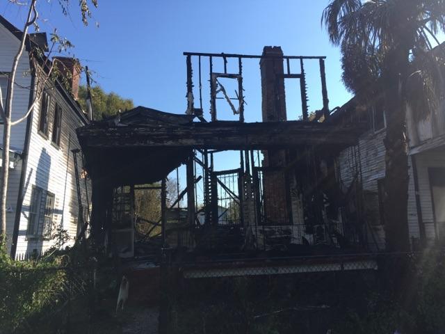 House frame burned after fire 